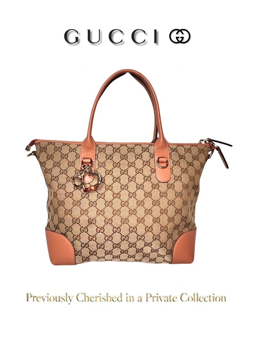 Gucci GG Canvas Lovely Heart-Heart Bit Tote